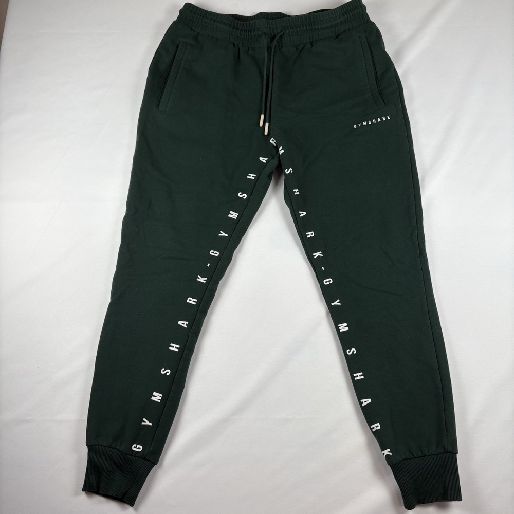 Gymshark Spell Out Joggers Mens Med Green Sweatpants Comfort Stretch Gym Pants